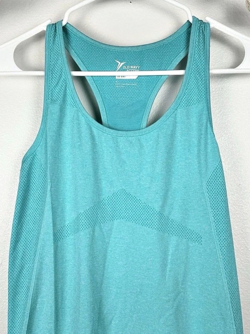 Old Navy Go-Dry Fitted Performance Seamless Tank Teal Blue Womens size Medium